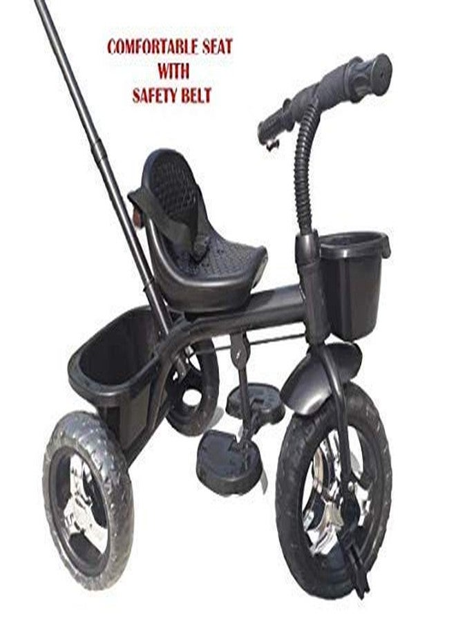 CR18 COLLECTION Stylish Baby Tricycle, Plug N Play Kids Trike Ride On With Storage Space & Parental Handle, Unisex Kids Tricycle, Age 1.5-10 Y, Black - Image 4